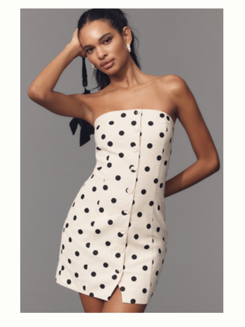 Nwt Endless Rose Strapless Button-Front Cotton Linen Mini Dress Size L